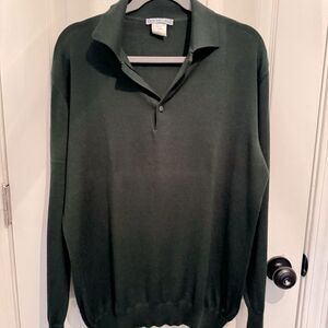 Centro Basic Men’s Merino Wool Cashmere Green Polo Sweater